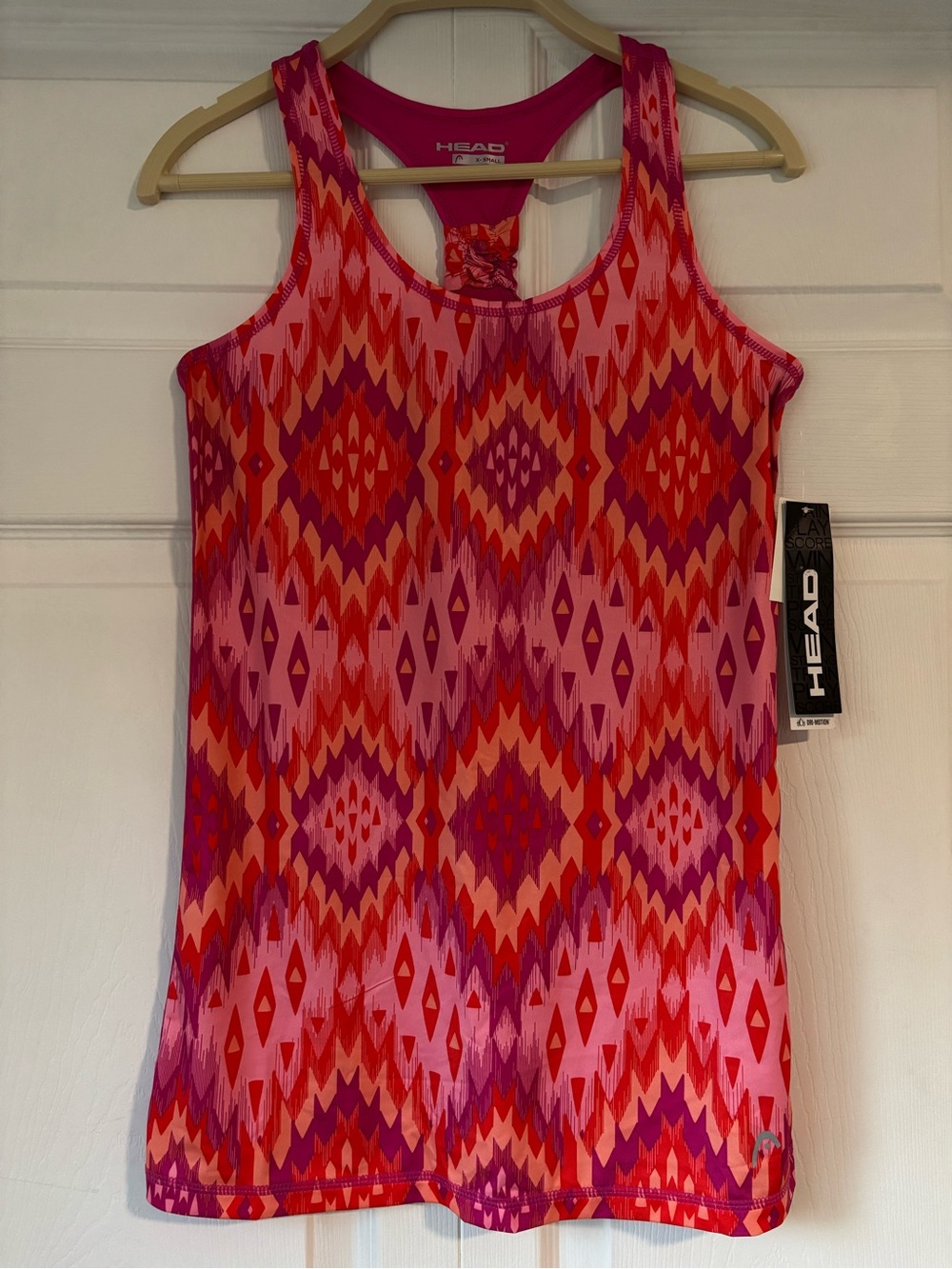 HEAD Women's Pink and Red Geometric Racerback Tank